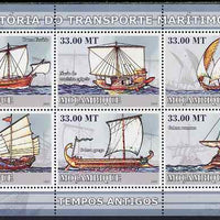 Mozambique 2009 History of Transport - Ships #01 perf sheetlet containing 6 values unmounted mint
