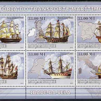 Mozambique 2009 History of Transport - Ships #02 perf sheetlet containing 6 values unmounted mint