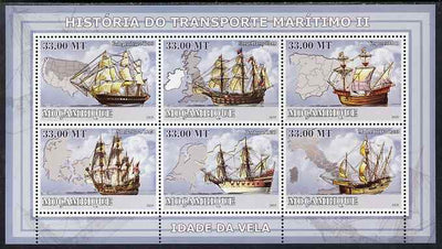 Mozambique 2009 History of Transport - Ships #02 perf sheetlet containing 6 values unmounted mint