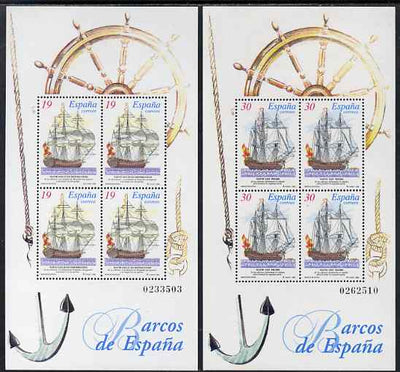 Spain 1995 Paintings of Ships set of 2 perf m/sheets unmounted mint SG MS 3321