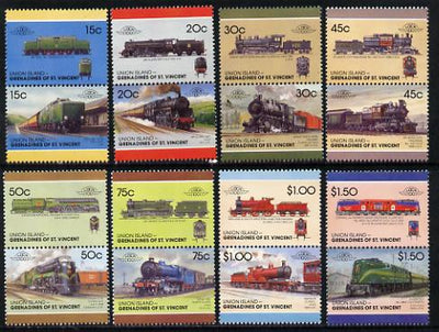St Vincent - Union Island 1987 Locomotives #7 (Leaders of the World) set of 16 unmounted mint
