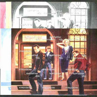 Kyrgyzstan 1999 Hollywood Station (Marilyn, Brando, James Dean & H Bogart) sheetlet containing 9 values, the set of 5 imperf progressive proofs comprising the 4 individual colours, plus all 4-colour composite