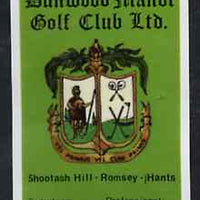 Match Box Labels - Dunwood Manor Golf Club match box label in pristine condition (Bouldens)