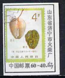 Match Box Label - Chinese label depicting the 1981 Money Cowrie 4f stamp