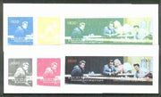Touva 1996 Superstars Montage 2 value m/sheet with composite design showing,Marilyn Monroe, Bogart, James Dean & Elvis, the set of 6 imperf progressive proofs comprising the 4 individual colours, plus 2 and all 4-colour composites unmounted mint