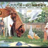 Australia 1996 Pets m/sheet opt'd for 10th Asian International Stamp Exhibition unmounted mint SG MS 1651var