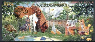 Australia 1996 Pets m/sheet opt'd for 10th Asian International Stamp Exhibition unmounted mint SG MS 1651var