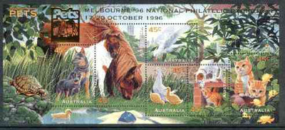 Australia 1996 Pets m/sheet opt'd for Melbourne National Philatelic Exhibition unmounted mint, SG MS 1651var