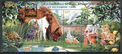 Australia 1996 Pets m/sheet opt'd for Queensland Spring Stamp & Coin Show unmounted mint, SG MS 1651var