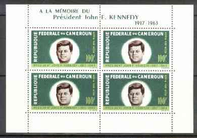 Cameroun 1964 President Kennedy Commemoration unmounted mint m/sheet containing 4 x 100f, SG MS 375a