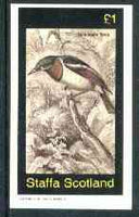 Staffa 1982 Birds #62 (Spectacle Tody) imperf souvenir sheet (£1 value) unmounted mint