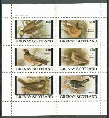 Grunay 1982 Birds #07 (Goldfinch, Skylark, Robin etc) perf set of 6 values unmounted mint