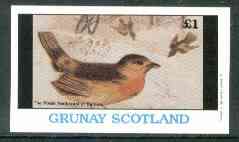 Grunay 1982 Birds #08 (Robin) imperf souvenir sheet (£1 value) unmounted mint