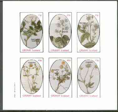 Grunay 1982 Flowers #14 (Sweet Briar, Bramble, Dew Berry & Cinquefoil x 3) imperf set of 6 values unmounted mint