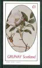 Grunay 1982 Flowers #14 (Rose) imperf souvenir sheet (£1 value) unmounted mint