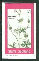 Staffa 1982 Flowers #28 (Long-stalked Cranesbill) imperf souvenir sheet (£1 value) unmounted mint