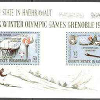 Aden - Qu'aiti 1967 Grenoble Winter Olympics perf m/sheet unmounted mint, Mi BL 11A