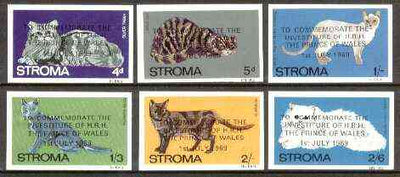 Stroma 1969 Cats imperf set of 6 opt'd for Investiture of Prince of Wales unmounted mint*