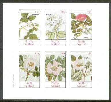 Staffa 1982 Plants #03 (Raspberry, Pear Tree & Roses x 4) imperf,set of 6 values unmounted mint