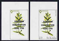 St Kilda 1970 Flowers 1s9d (Yellow Rattle) with 'European Conservation Year' opt error (1790 instead of 1970) imperf single also showing grey omitted (St Kilda, imprint & value) plus matched imperf normal (again with 1790 error) b……Details Below