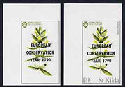 St Kilda 1970 Flowers 1s9d (Yellow Rattle) with 'European Conservation Year' opt error (1790 instead of 1970) imperf single also showing grey omitted (St Kilda, imprint & value) plus matched imperf normal (again with 1790 error) b……Details Below