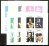 Abkhazia 1995 Michael Jackson & Elvis Presley sheetlet of 4 values each x 7 imperf progressive colour proofs comprising the 4 individual colours plus 2, 3 and all 4-colour composites (28 proofs) unmounted mint