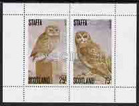 Staffa 1979 Owls perf set of 2 values (25p & 75p) opt'd SPECIMEN unmounted mint