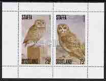 Staffa 1979 Owls perf set of 2 values (25p & 75p) opt'd SPECIMEN unmounted mint