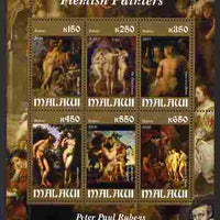 Malawi 2010 Art - Flemish Painters - Rubens perf sheetlet containing 6 values unmounted mint