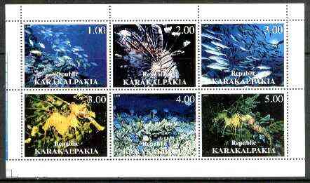 Karakalpakia Republic 1999 Marine Life sheetlet containing complete set of 6 values unmounted mint
