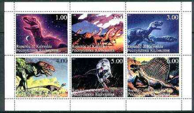 Kalmikia Republic 1999 Dinosaurs sheetlet containing complete set of 6 values unmounted mint