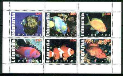 Udmurtia Republic 1999 Fish sheetlet containing complete set of 6 values unmounted mint