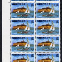 Grenada 1975 1/2c def (Yachts) plate block of 10, two stamps with SALINES error unmounted mint, SG 649a, c £100