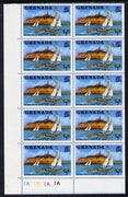 Grenada 1975 1/2c def (Yachts) plate block of 10, two stamps with SALINES error unmounted mint, SG 649a, c £100
