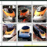 Mordovia Republic 1999 Railways (Eurostar) perf sheetlet containing complete set of 6 values unmounted mint