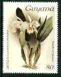 Guyana 1985-89 Orchids Series 1 plate 93 (Sanders' Reichenbachia) 80c unmounted mint, unlisted by SG without surcharge*