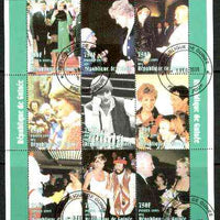 Guinea - Conakry 1998 Princess Diana #2 perf sheetlet containing 9 values (incl with Pope, Pavarotti, Stallone, Mother Teresa) cto used