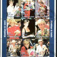 Guinea - Conakry 1998 Princess Diana #3 perf sheetlet containing 9 values (various portraits) cto used