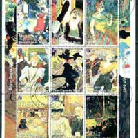 Niger Republic 1998 Paintings by Toulouse Lautrec perf sheetlet containing 9 values cto used
