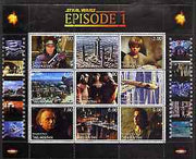 Tadjikistan 1999 Star Wars Episode 1 perf sheetlet containing 9 values, unmounted mint