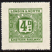 Cinderella - Great Britain 1925 London & North Eastern Railway 4d green letter stamp without controls unmounted mint