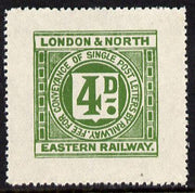 Cinderella - Great Britain 1925 London & North Eastern Railway 4d green letter stamp without controls unmounted mint