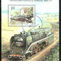 Cuba 1999 IBRA Stamp Exhibition (Steam Loco) m/sheet fine cto used