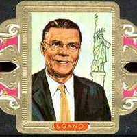 Cinderella - Lugano cigar band illustrating Robert Strange McNamara (USA Defense Secretary) with Statue of Liberty Series 12 No.2