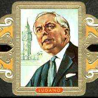 Cinderella - Lugano cigar band illustrating Harold Wilson (Prime Minister of England 1964-70 & 1874-76) with Big Ben, Series 12 No.8