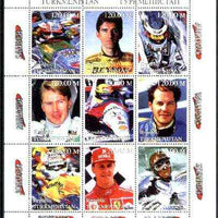 Turkmenistan 1999 Formula 1 Drivers perf sheetlet containing set of 9 values unmounted mint