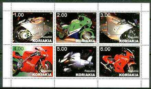 Koriakia Republic 1999 Motorbikes perf sheetlet containing set of 6 values unmounted mint
