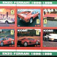 Komi Republic 1999 Centenary of Ferrari perf sheetlet containing set of 6 values unmounted mint
