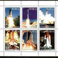 Turkmenistan 1999 Space Shuttle perf sheetlet containing set of 6 values unmounted mint