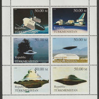 Turkmenistan 1999 UFO's perf sheetlet containing set of 6 values unmounted mint